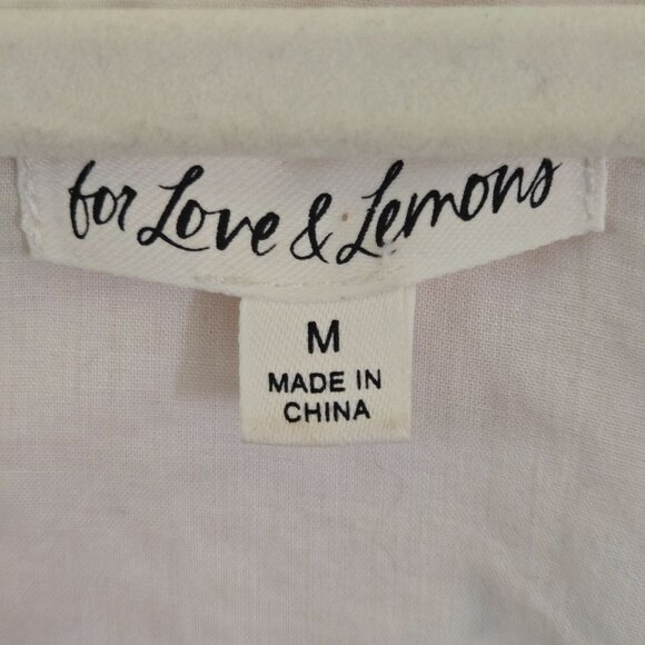 For Love & Lemons Julep Mini Dress Linen Blend Floral Deep V Size M - Picture 11 of 12